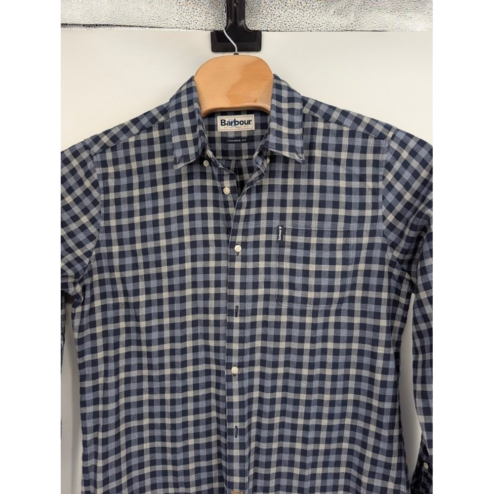 Barbour Endsleigh Twill Tattersall shirt Long Sleeve Button Up blue Men's sz M